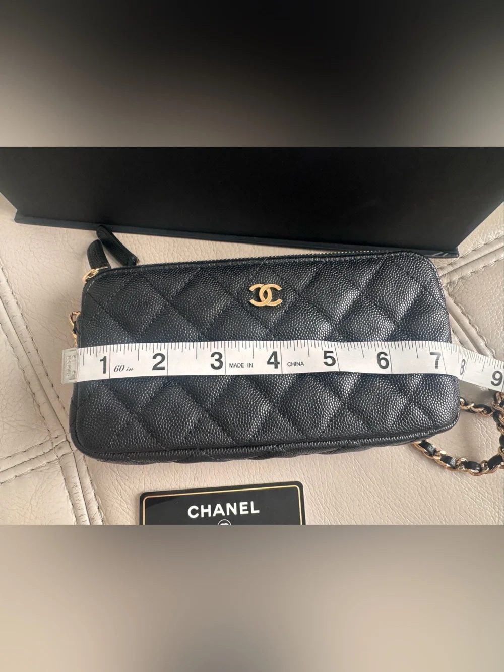 CHANEL Black Quilted Leather Clutch/Wallet on Chain with Gold-Tone Hardware - Picture 13 of 16